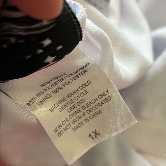 Creative Apparel Concept Red White Blue Tie Dye Texas One Peice Swimsuit Plus 1X - Picture 6 of 7